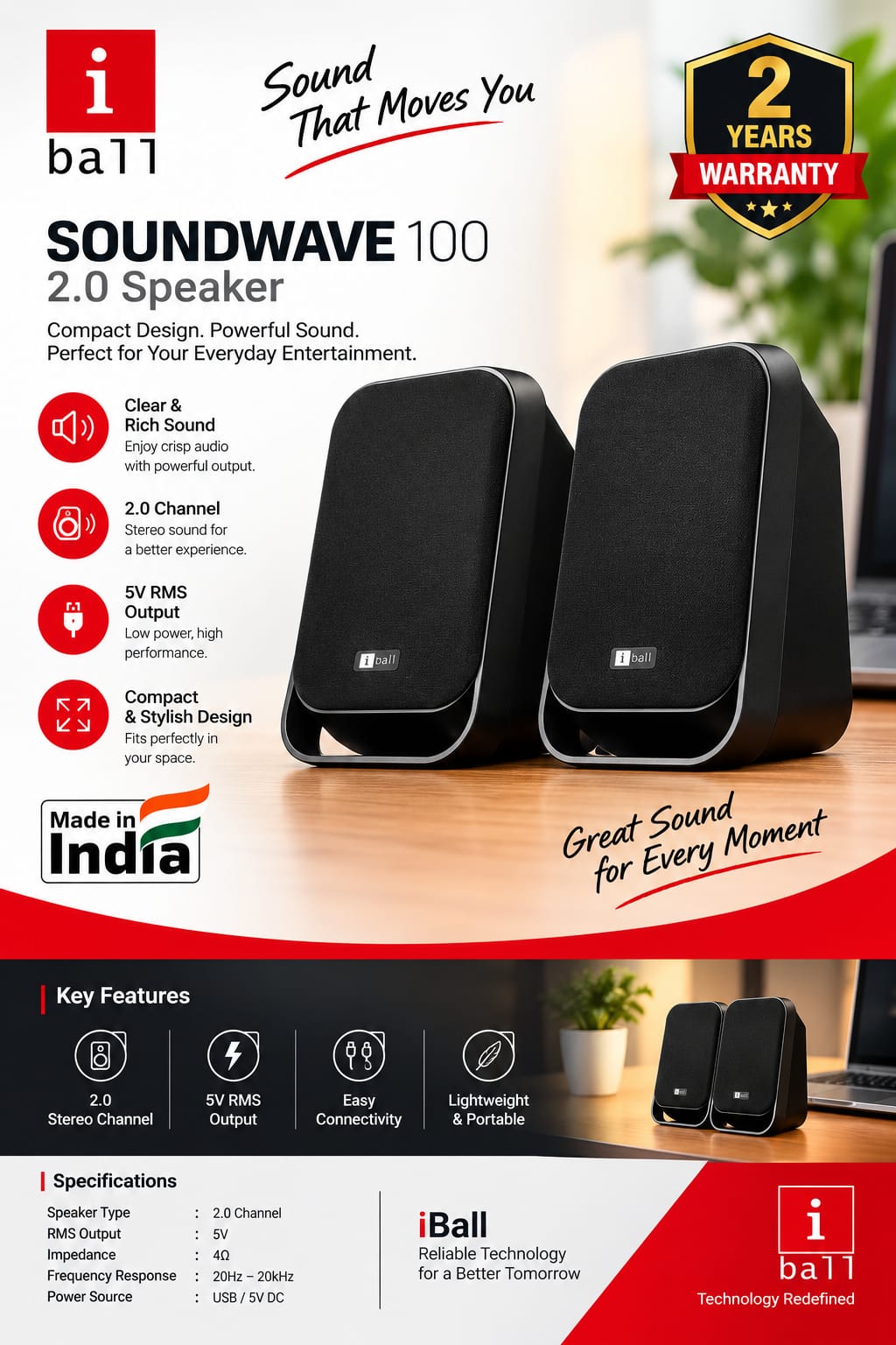 i Ball SOUNDWAVE 100  2.0 Speaker